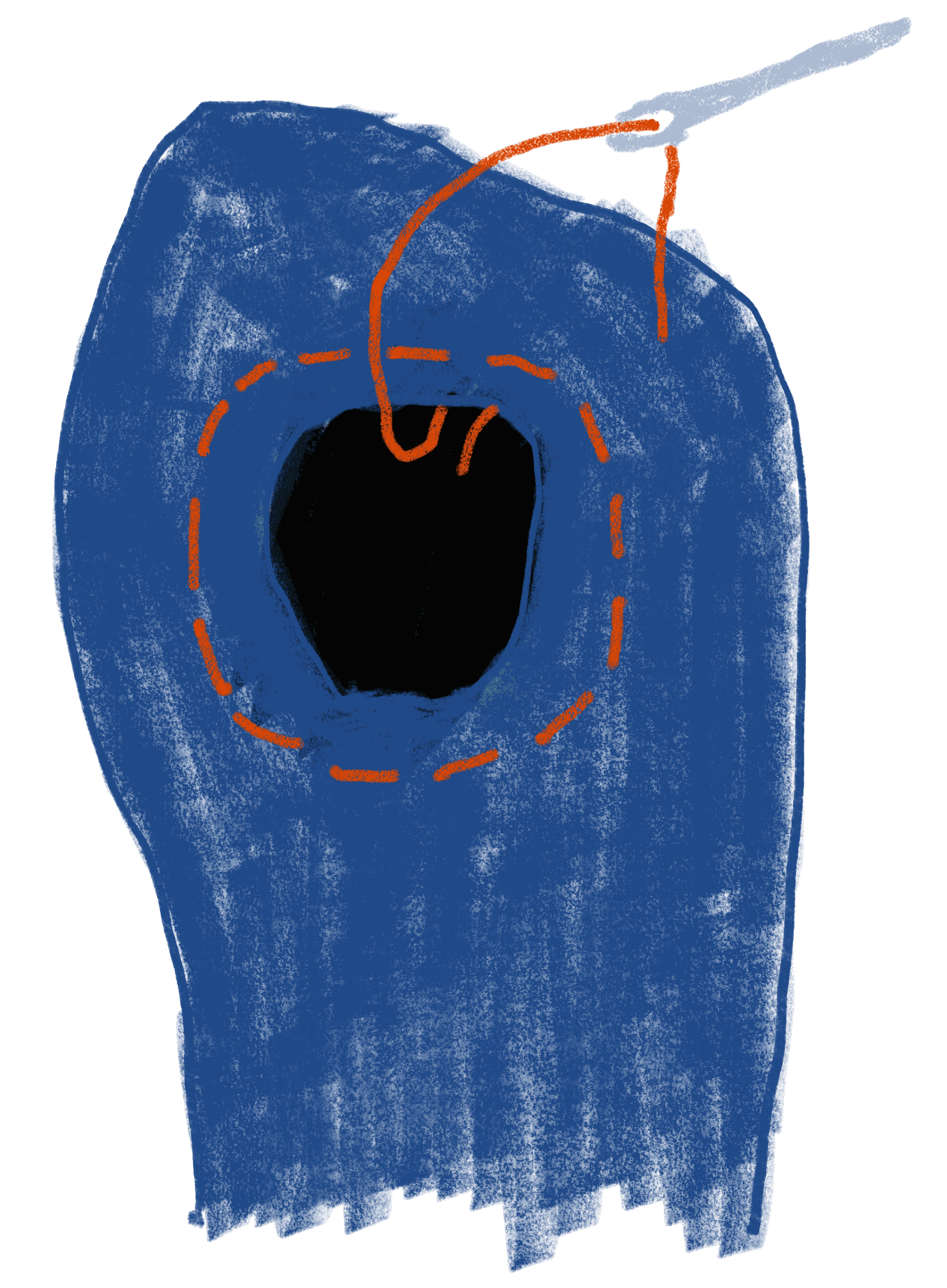 drawing of a sock with a hole in it